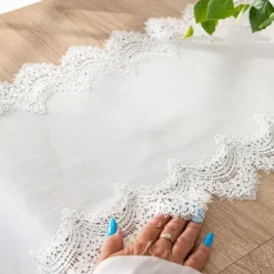 Bieżnik Serena z gipiurą 60x120 Biały