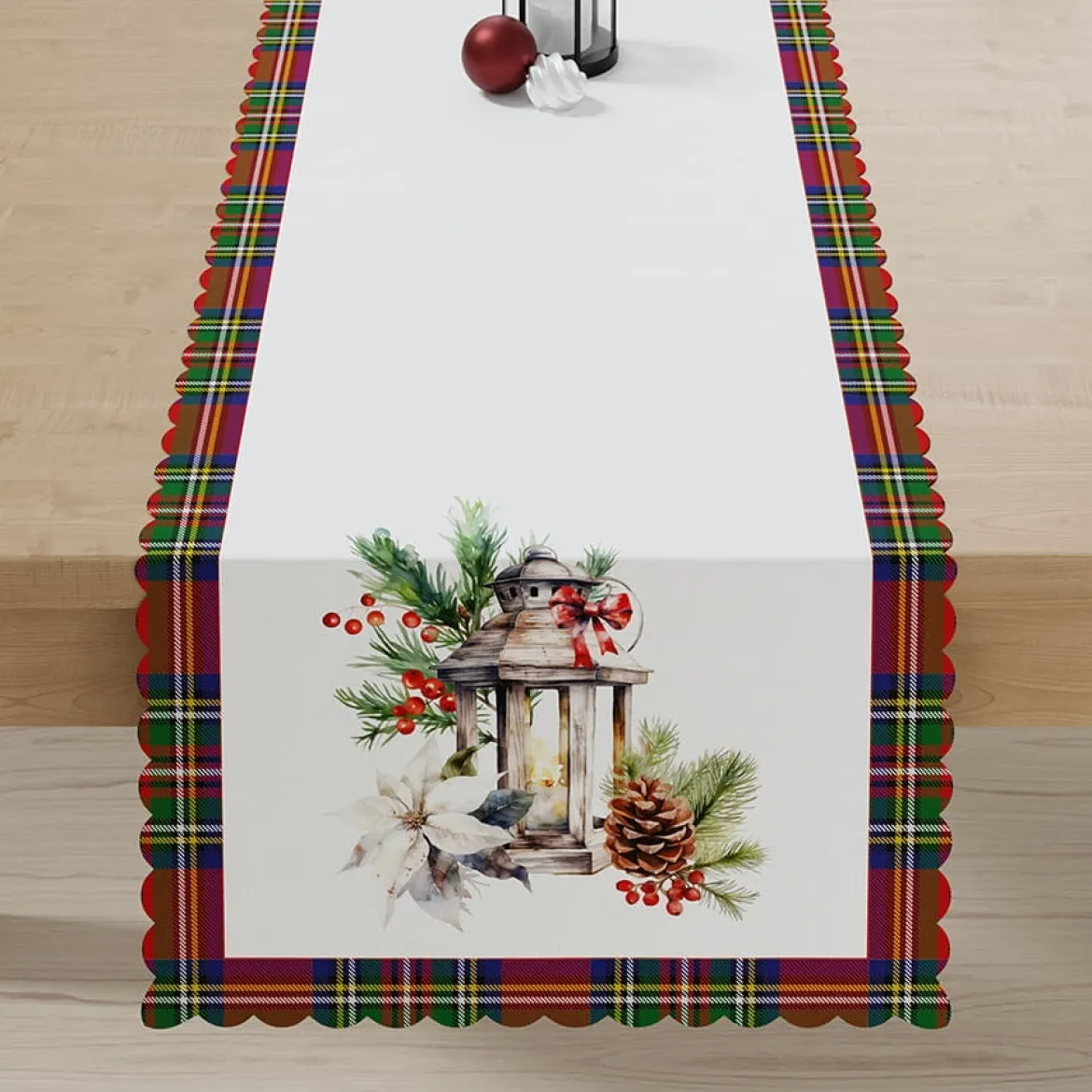 Bieżnik wodoodporny świąteczny 38x160 Lampion