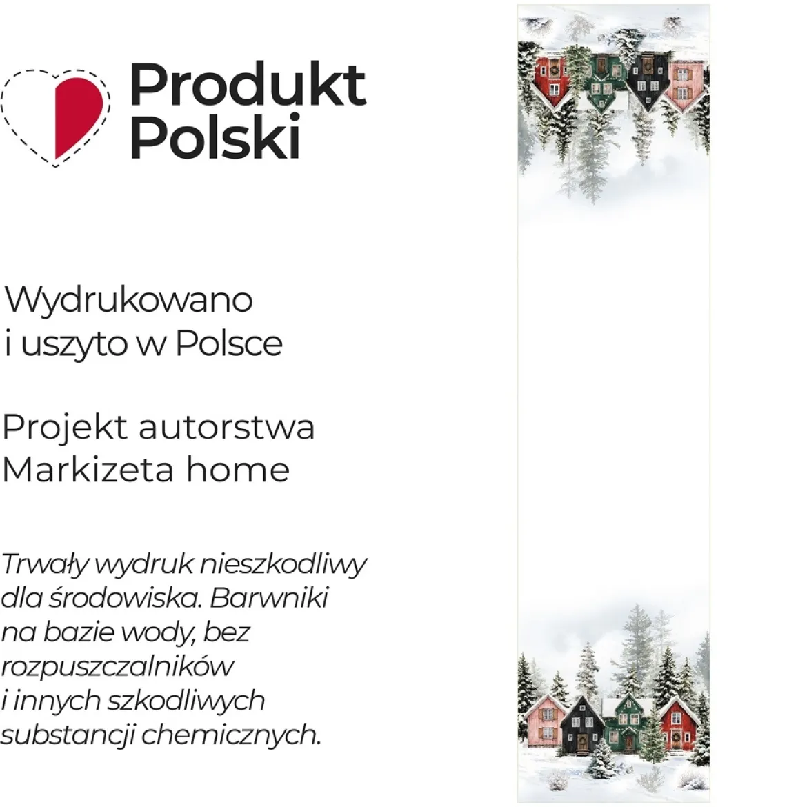 Bieżnik wodoodporny świąteczny 38x160 Śnieżna Dolina