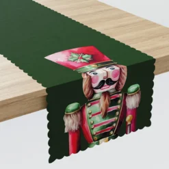Bieżnik wodoodporny świąteczny zielony 38x160 Dziadki do Orzechów