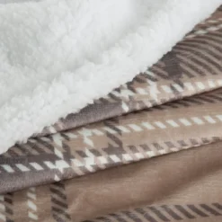 Koc świąteczny w kratę 150x200 beżowo biały