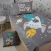 Komplet pościeli bawełnianej do łóżeczka 90x120 Smok z rakietą