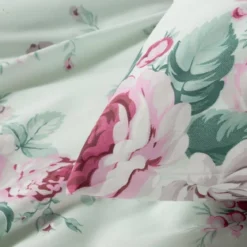 Komplet pościeli bawełnianej miętowej w róże 160x200 Sara