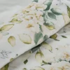 Komplet pościeli białej Sonia 100% bawełniana 220x200 kremowe kwiaty i listki