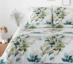 Komplet pościeli białej Sonia 100% bawełniana 220x200 w liście