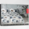 Komplet pościeli Home Satin z satyny bawełnianej 140x200 w geometryczną granatową mozaikę