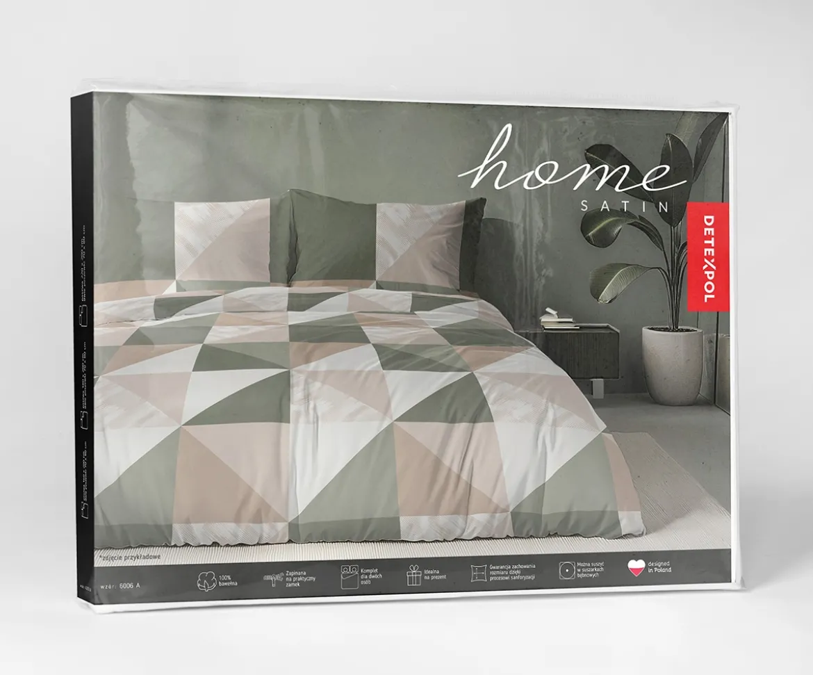 Komplet pościeli Home Satin z satyny bawełnianej 140x200 w trójkąty i kwadraty