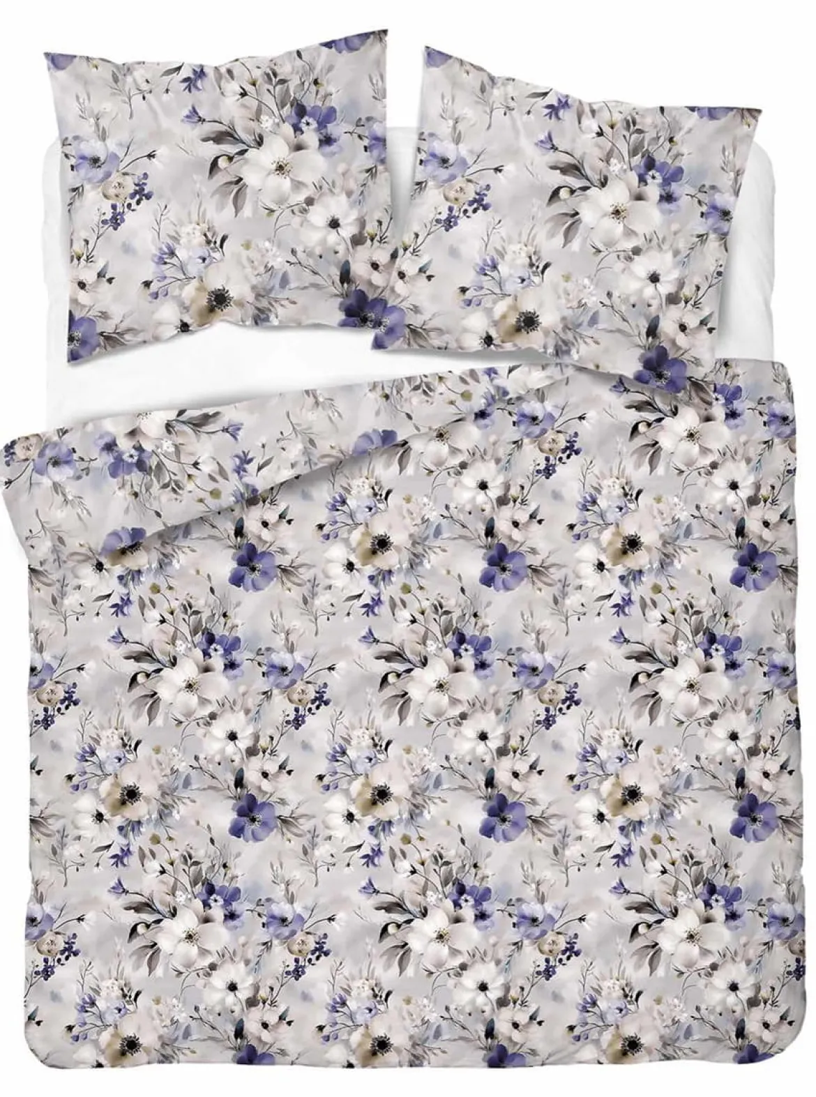 Komplet pościeli Home Satin z satyny bawełnianej 160x200 w fioletowe i kremowe kwiaty