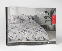 Komplet pościeli Home Satin z satyny bawełnianej 160x200 w fioletowe i kremowe kwiaty