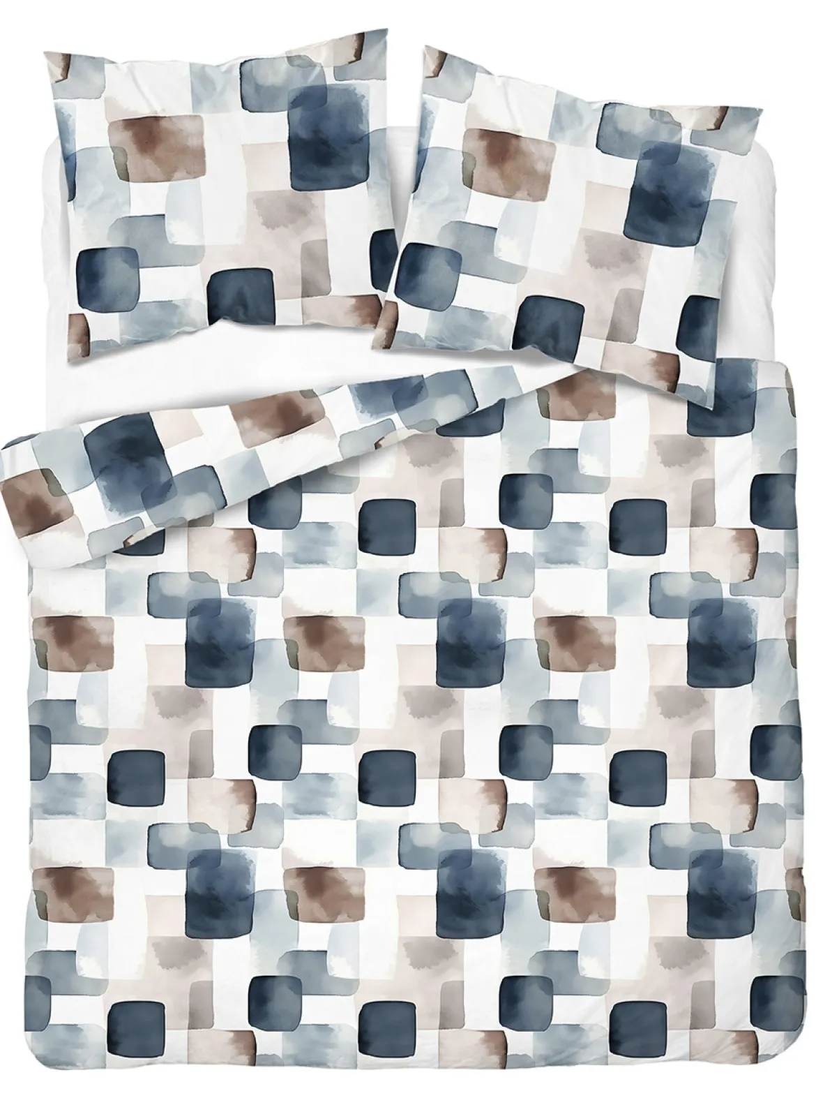 Komplet pościeli Home Satin z satyny bawełnianej 160x200 w geometryczną granatową mozaikę