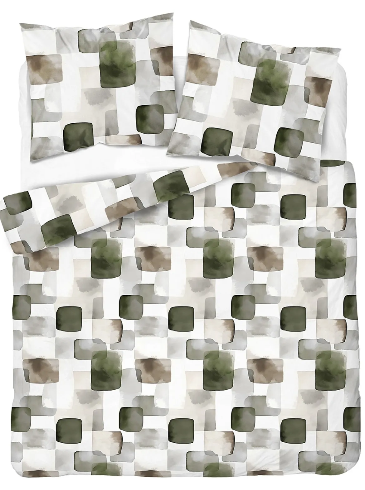 Komplet pościeli Home Satin z satyny bawełnianej 160x200 w geometryczną zieloną mozaikę