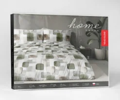 Komplet pościeli Home Satin z satyny bawełnianej 160x200 w geometryczną zieloną mozaikę