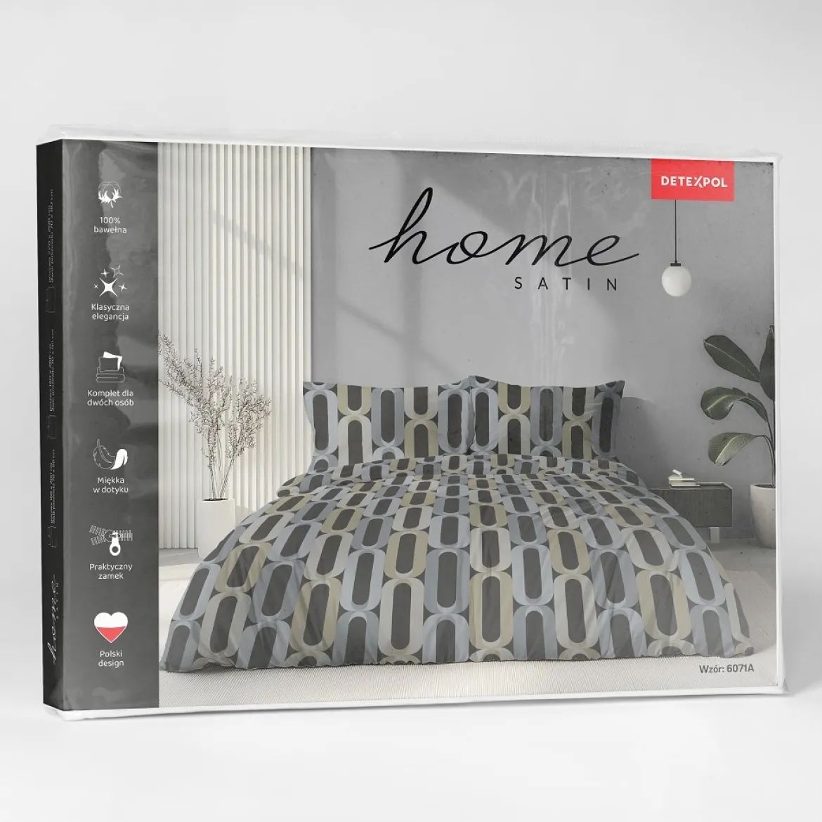 Komplet pościeli Home Satin z satyny bawełnianej 160x200 w geometryczne pierścienie