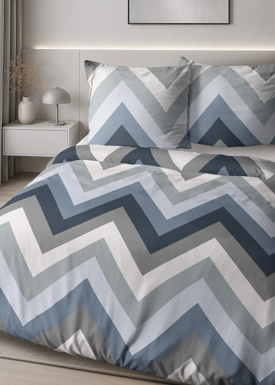 Komplet pościeli Home Satin z satyny bawełnianej 160x200 w geometryczne zygzaki