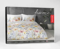 Komplet pościeli Home Satin z satyny bawełnianej 160x200 w kolorowe wiosenne kwiaty