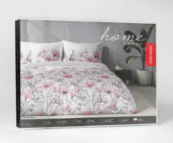 Komplet pościeli Home Satin z satyny bawełnianej 160x200 w różowe i fioletowe kwiaty