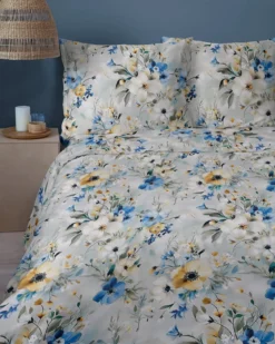 Komplet pościeli Home Satin z satyny bawełnianej 160x200 w akwarelowe kwiaty