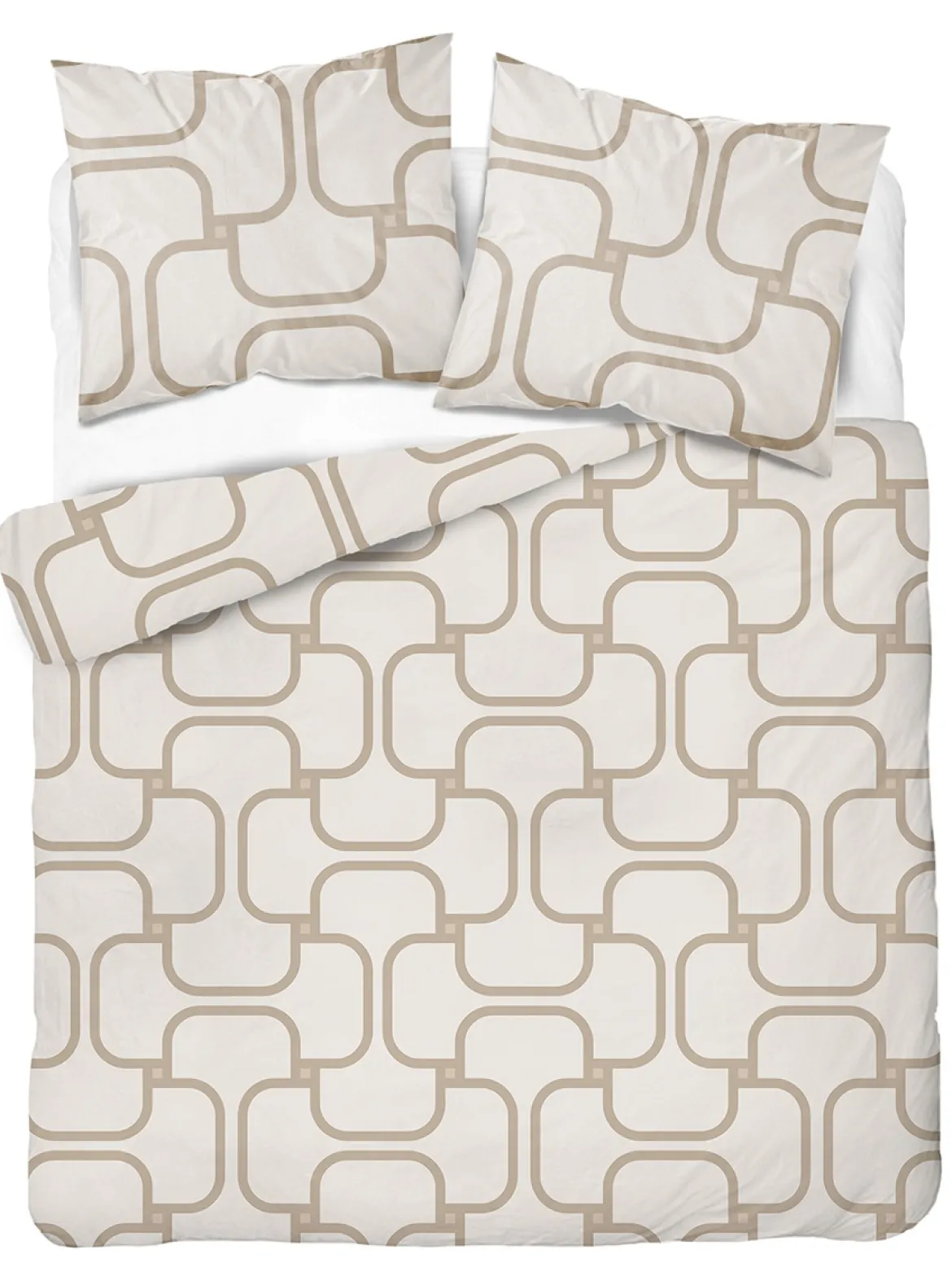 Komplet pościeli Home Satin z satyny bawełnianej beżowej 160x200 geometryczny wzór