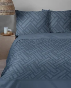 Komplet pościeli Home Satin z satyny bawełnianej granatowej 160x200 geometryczny wzór