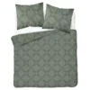Komplet pościeli Home Satin z satyny bawełnianej oliwkowej 160x200 w geometryczny wzór