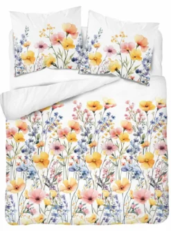 Komplet pościeli Home Satin z satyny bawełnianej 220x200 w kolorowe wiosenne kwiaty