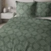 Komplet pościeli Home Satin z satyny bawełnianej oliwkowej 220x200 w geometryczny wzór