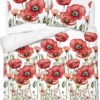 Komplet pościeli Home Satin z satyny bawełnianej 180x200 w czerwone maki