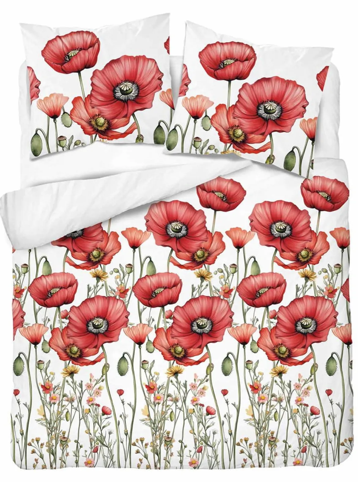 Komplet pościeli Home Satin z satyny bawełnianej 180x200 w czerwone maki
