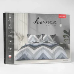 Komplet pościeli Home Satin z satyny bawełnianej 220x200 w geometryczne zygzaki