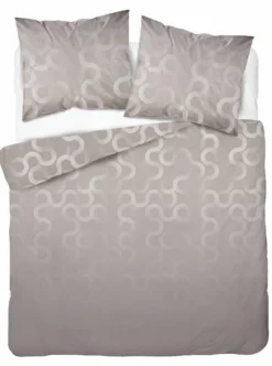 Komplet pościeli Home Satin z satyny bawełnianej szarej 180x200 we wzór geometryczny