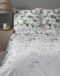 Komplet pościeli Home Satin z satyny bawełnianej 160x200 w motyw różowego hibiskusa