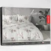 Komplet pościeli Home Satin z satyny bawełnianej 220x200 w beżowe gałązki eukaliptusa