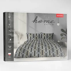 Komplet pościeli Home Satin z satyny bawełnianej 220x200 w geometryczne pierścienie