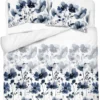 Komplet pościeli Home Satin z satyny bawełnianej 220x200 w granatowe kwiaty