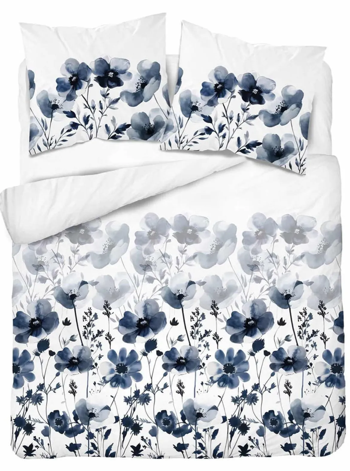 Komplet pościeli Home Satin z satyny bawełnianej 220x200 w granatowe kwiaty