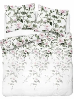 Komplet pościeli Home Satin z satyny bawełnianej 220x200 w motyw różowego hibiskusa