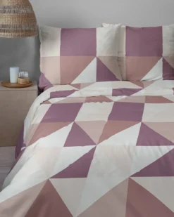 Komplet pościeli Home Satin z satyny bawełnianej 220x200 w trójkąty i kwadraty