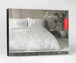 Komplet pościeli Home Satin z satyny bawełnianej 220x200 w zielono beżowe gałązki