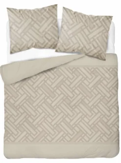 Komplet pościeli Home Satin z satyny bawełnianej beżowej 220x200 geometryczny wzór