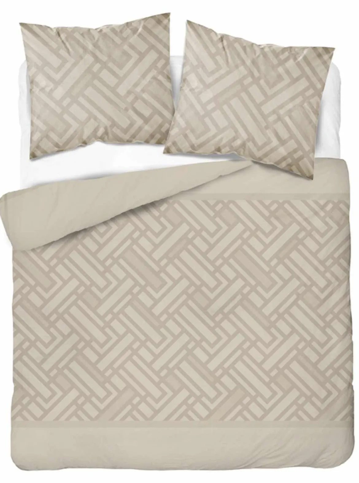 Komplet pościeli Home Satin z satyny bawełnianej beżowej 220x200 geometryczny wzór
