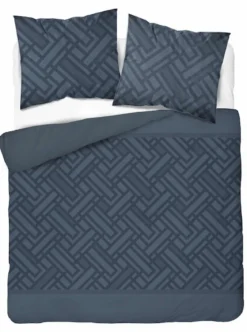 Komplet pościeli Home Satin z satyny bawełnianej granatowej 220x200 geometryczny wzór