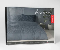Komplet pościeli Home Satin z satyny bawełnianej granatowej 220x200 geometryczny wzór