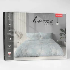 Komplet pościeli Home Satin z satyny bawełnianej jasnoniebieska 220x200 w leśny wzór