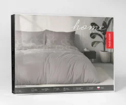 Komplet pościeli Home Satin z satyny bawełnianej szarej 220x200 we wzór geometryczny