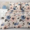 Komplet pościeli kremowej Sonia 100% bawełniana 140x200 w błękitne i pudrowe kwiaty