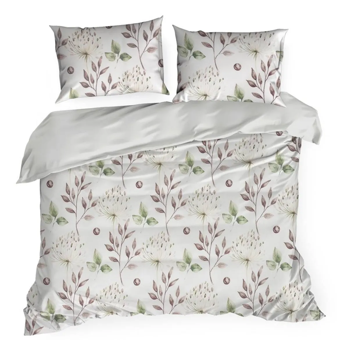 Komplet pościeli Sonia 100% bawełniana biała 220x200 w liście