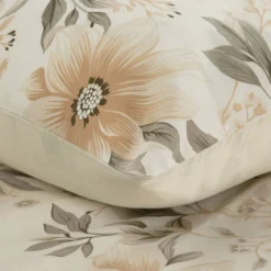 Komplet pościeli Sonia kremowej 100% bawełniana 220x200 w duże beżowe kwiaty