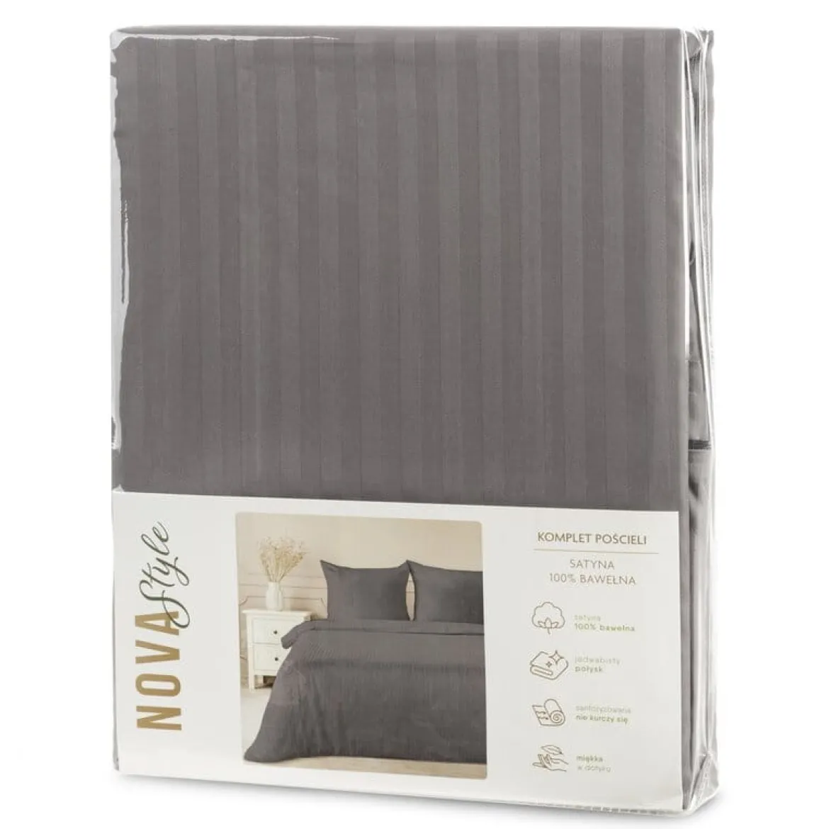 Komplet pościeli z adamaszku 220x200 stalowej