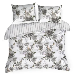 Komplet pościeli z bawełny satynowej 220x200 romantyczny kwiatowy wzór