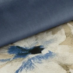 Komplet pościeli z bawełny satynowej Spring 220x200 w beżowo błękitne kwiaty